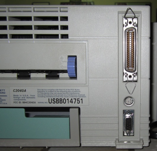 Ports on back of HP LaserJet 4MP Printer