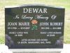 Headstone of John Robert Dewar and Joan Marie Quelch