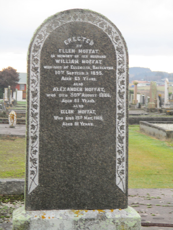 Headstone of William Moffat and Ellen Houliston, and Alexander Moffat