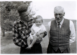 Dad (Duncan Moffat) with Baby Me (Roger Moffat) and Grandad (William Ernest Moffat)