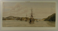 Two ships, Pladda and Robert Henderson at Port Chalmers, 1861